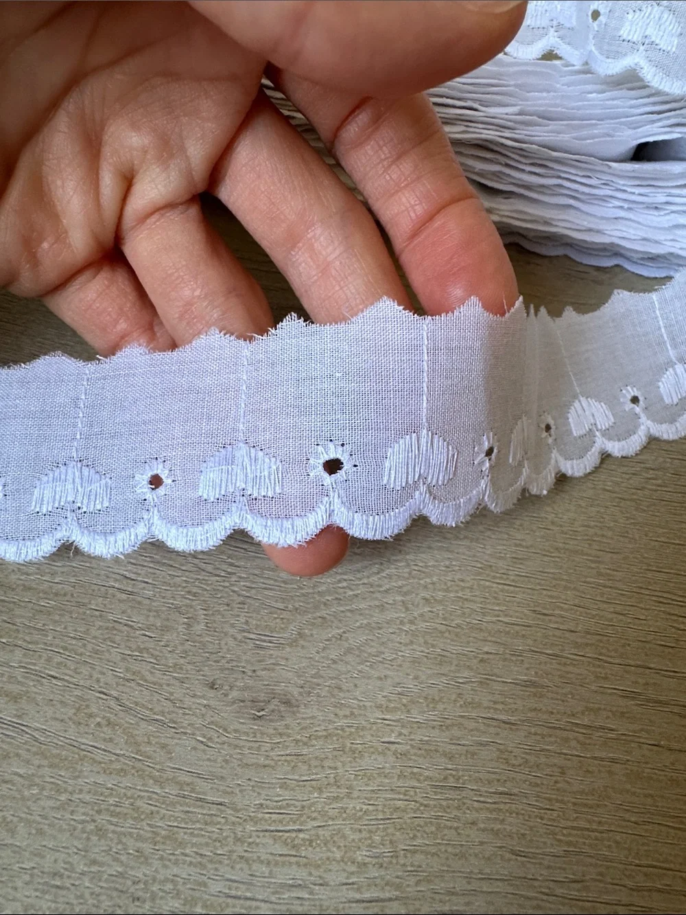 White Scalloped Eyelet Trim Tape for Sewing and Crafts
